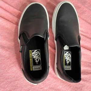 Black leather vans